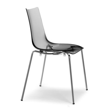 Krzesło kuchenne z poliwęglanu i stali Made in Italy 4 sztuki - Fedora Viadurini
