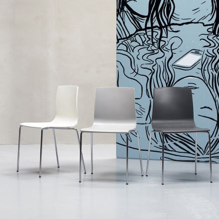 Krzesło kuchenne z technopolimeru i stali Made in Italy 4 sztuki - Garland Viadurini