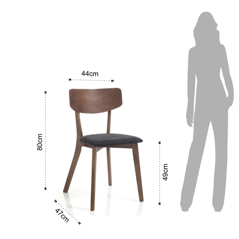 Krzesło kuchenne z tkaniny ze strukturą z litego drewna 2 sztuki - Tonino Viadurini