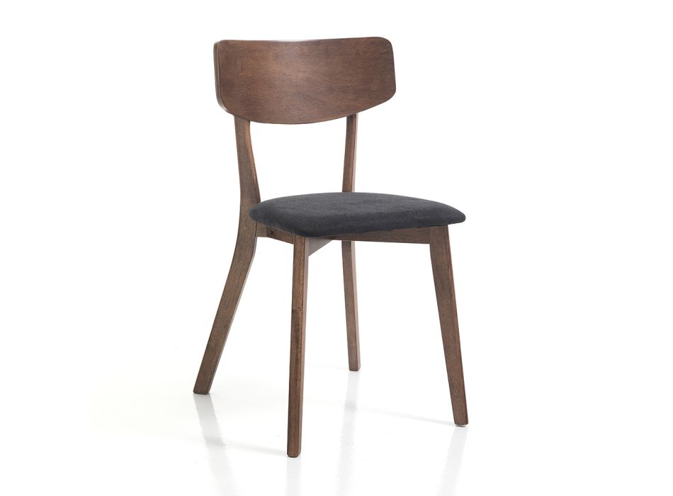 Krzesło kuchenne z tkaniny ze strukturą z litego drewna 2 sztuki - Tonino Viadurini