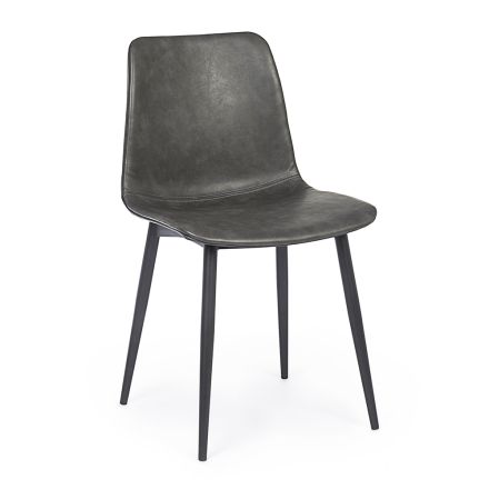 Krzesło do kuchni lub salonu w stylu vintage ze stali i ekoskóry 2 Szt - Rekko Viadurini