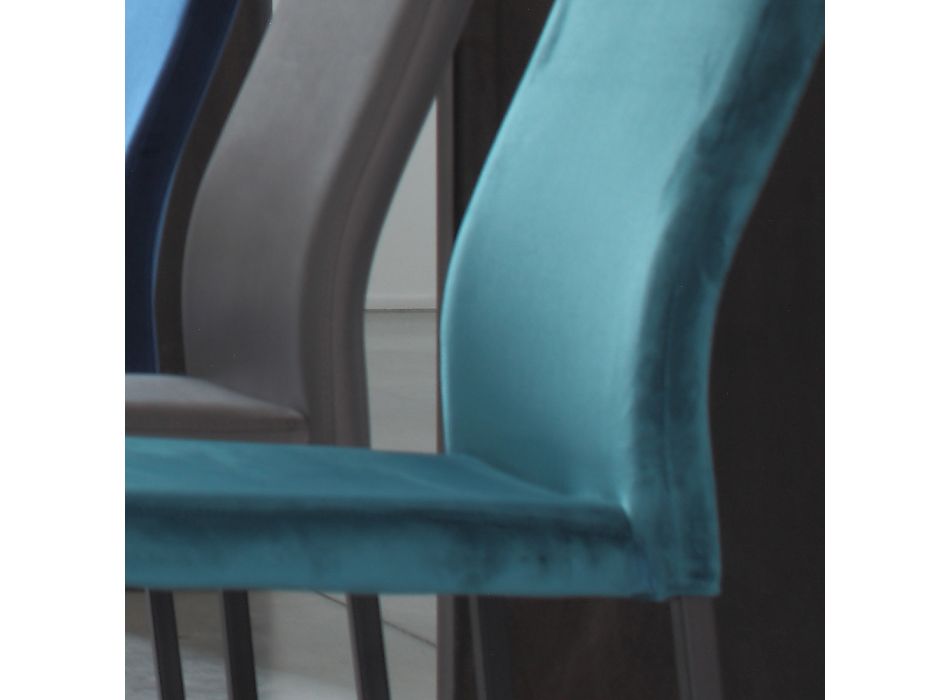 Krzesło kuchenne z metalowymi nogami i aksamitnym siedziskiem, 4 sztuki - Darvina Viadurini