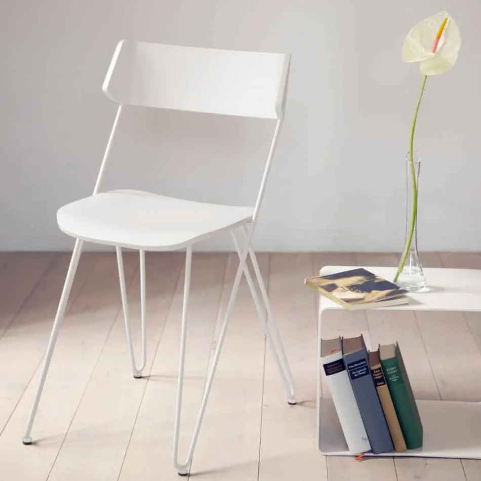 Ręcznie robione krzesło kuchenne z drewna i stali szlachetnej Made in Italy - Granada Viadurini