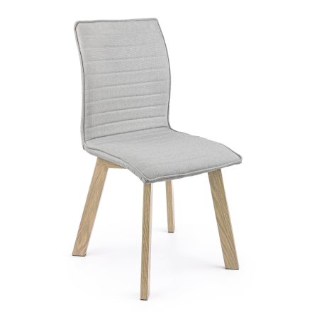 Krzesło kuchenne ze stali imitującej drewno i szarej tkaniny 4 sztuki - Monico Viadurini