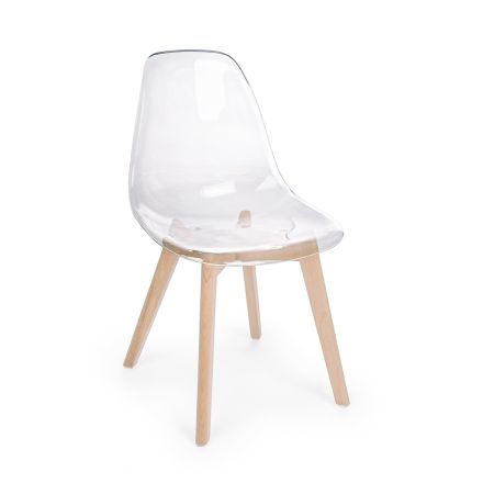 Krzesło kuchenne z drewna bukowego i poliwęglanu 4 sztuki - Pisy Viadurini