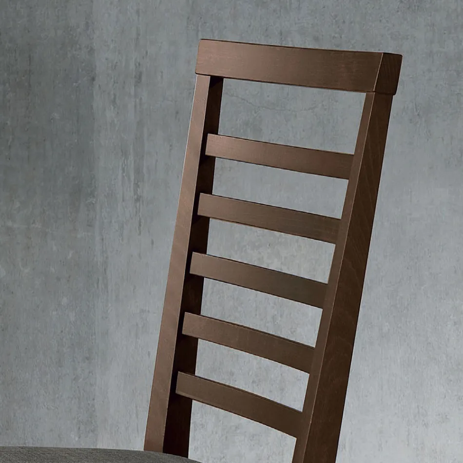 Krzesło kuchenne z drewna i siedzisko z tkaniny we włoskim stylu - Jeanine Viadurini