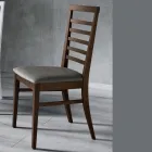 Krzesło kuchenne z drewna i siedzisko z włoskiej tkaniny projektowej - Jeanine Viadurini