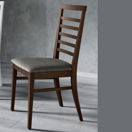 Krzesło kuchenne z drewna i siedzisko z włoskiej tkaniny projektowej - Jeanine Viadurini