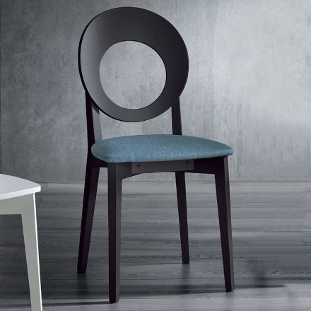 Krzesło kuchenne z drewna i tkaniny Nowoczesny design Made in Italy - Marrine Viadurini