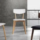 Krzesło kuchenne z litego drewna w kolorze białym i dębowym, 2 sztuki - Tonino Viadurini