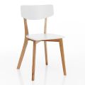 Krzesło kuchenne z litego drewna w kolorze białym i dębowym, 2 sztuki - Tonino