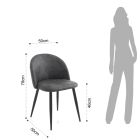 Krzesło kuchenne z mikrofibry z czarnymi metalowymi nogami 4 sztuki - niedziela Viadurini