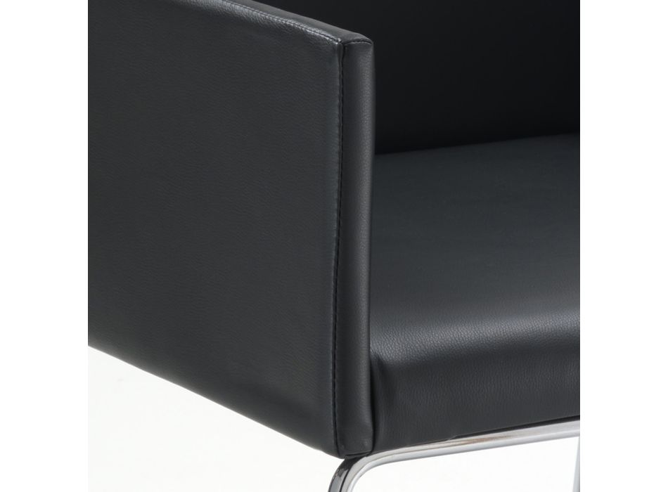 Krzesło kuchenne ze skóry syntetycznej i chromowanego metalu 2 sztuki - migawka Viadurini