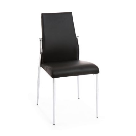 Krzesło kuchenne ze skóry syntetycznej i chromowanego metalu 4 sztuki - Foscari Viadurini