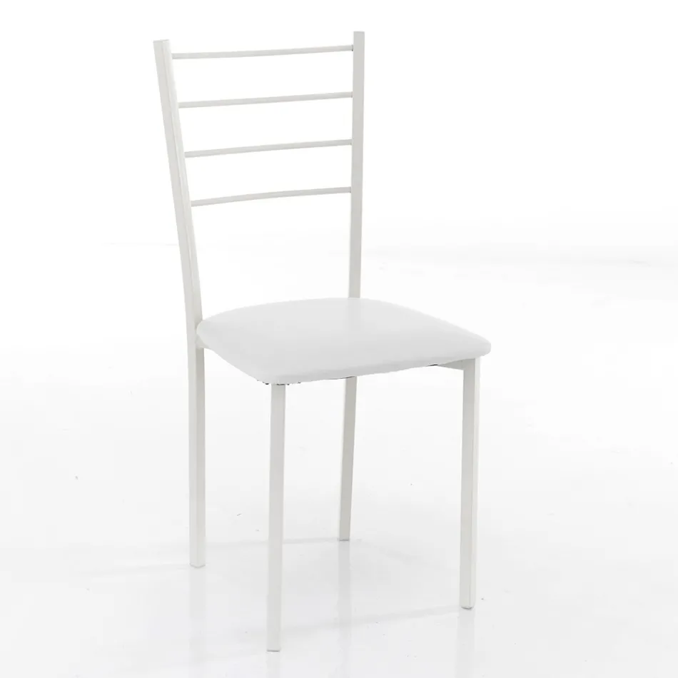 Krzesło kuchenne ze skóry syntetycznej i malowanego metalu 4 sztuki - Remida Viadurini