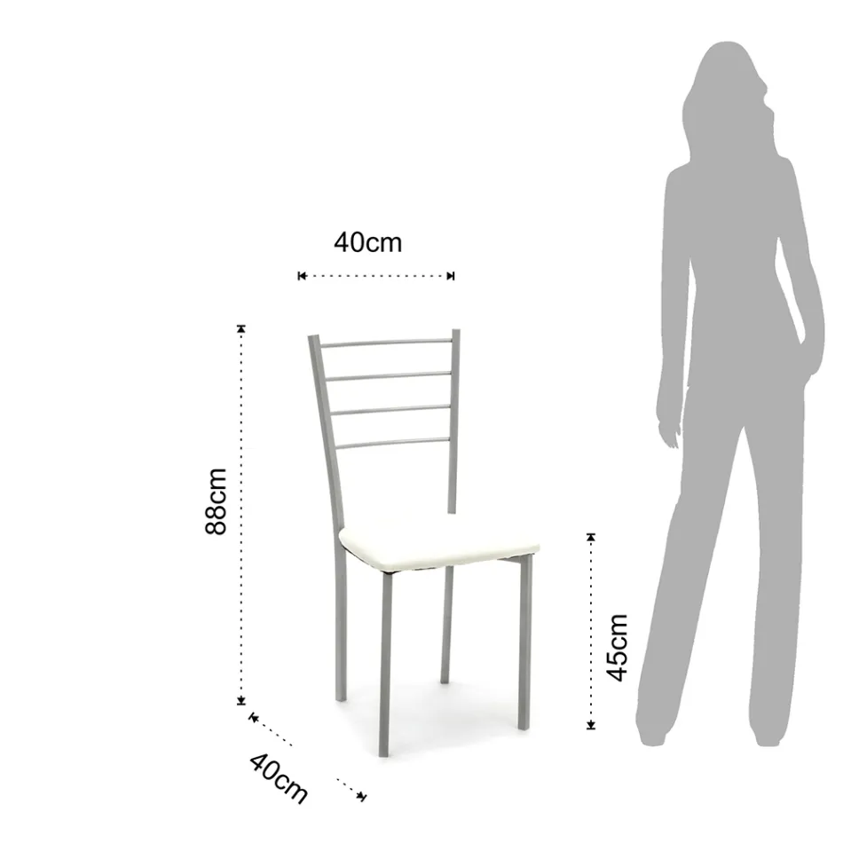 Krzesło kuchenne ze skóry syntetycznej i malowanego metalu 4 sztuki - Remida Viadurini