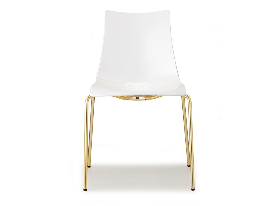 Krzesło kuchenne z białego poliwęglanu Made in Italy 2 sztuki - Fedora Viadurini