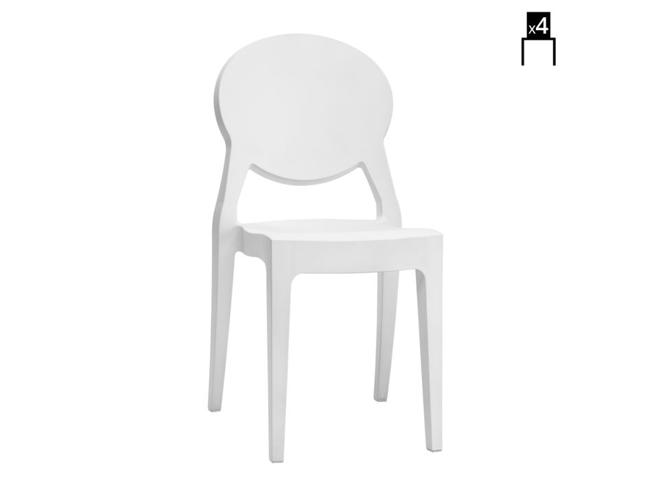 Krzesło kuchenne z poliwęglanu Made in Italy 4 sztuki - lód Viadurini
