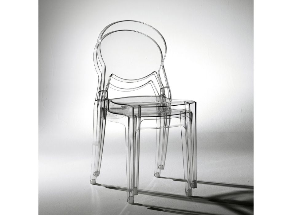 Krzesło kuchenne z poliwęglanu Made in Italy 4 sztuki - lód Viadurini