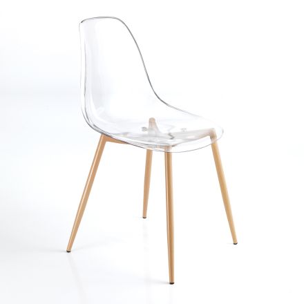 Krzesło kuchenne z przezroczystego poliwęglanu i stali 4 sztuki - Zadina Viadurini