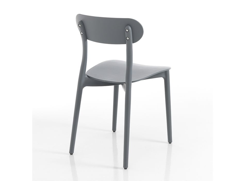Krzesło kuchenne z białego lub matowego szarego polipropylenu, 4 sztuki - Mediolan Viadurini