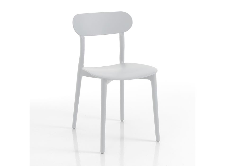 Krzesło kuchenne z białego lub matowego szarego polipropylenu, 4 sztuki - Mediolan Viadurini
