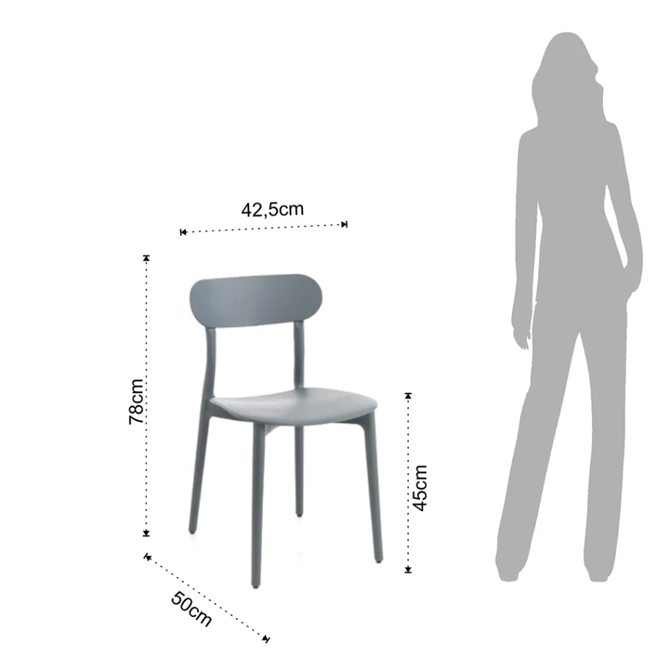 Krzesło kuchenne z białego lub matowego szarego polipropylenu, 4 sztuki - Mediolan Viadurini