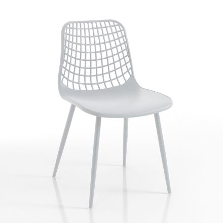 Krzesło kuchenne z matowego białego polipropylenu i stali 4 sztuki - Beyonce Viadurini