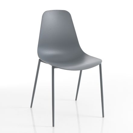Krzesło kuchenne z polipropylenu ze stalowymi nogami 4 sztuki - Pinga Viadurini