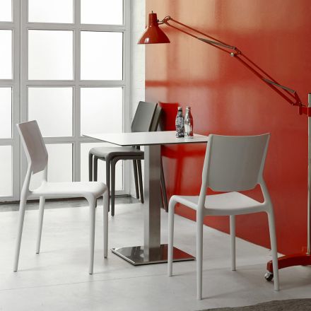 Krzesło kuchenne z kolorowego technopolimeru Made in Italy 6 sztuk - Ivonne Viadurini