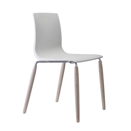 Krzesło kuchenne z technopolimeru i drewna Made in Italy 2 sztuki - Garland Viadurini