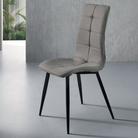 Krzesło kuchenne z tkaniny z 4-częściową czarną metalową podstawą - Menegildo Viadurini