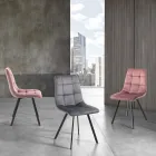 Krzesło kuchenne z tkaniny z czarnymi metalowymi nogami 4 sztuki - jasnoniebieski Viadurini