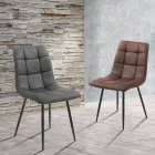 Krzesło kuchenne z tkaniny z czarnymi metalowymi nogami 4 sztuki - jasnoniebieski Viadurini