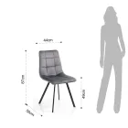 Krzesło kuchenne z tkaniny z czarnymi metalowymi nogami 4 sztuki - jasnoniebieski Viadurini