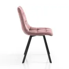 Krzesło kuchenne z tkaniny z czarnymi metalowymi nogami 4 sztuki - jasnoniebieski Viadurini