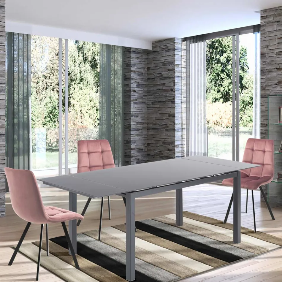 Krzesło kuchenne z tkaniny z czarnymi metalowymi nogami 4 sztuki - jasnoniebieski Viadurini