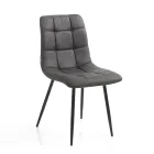 Krzesło kuchenne z tkaniny z czarnymi metalowymi nogami 4 sztuki - jasnoniebieski Viadurini