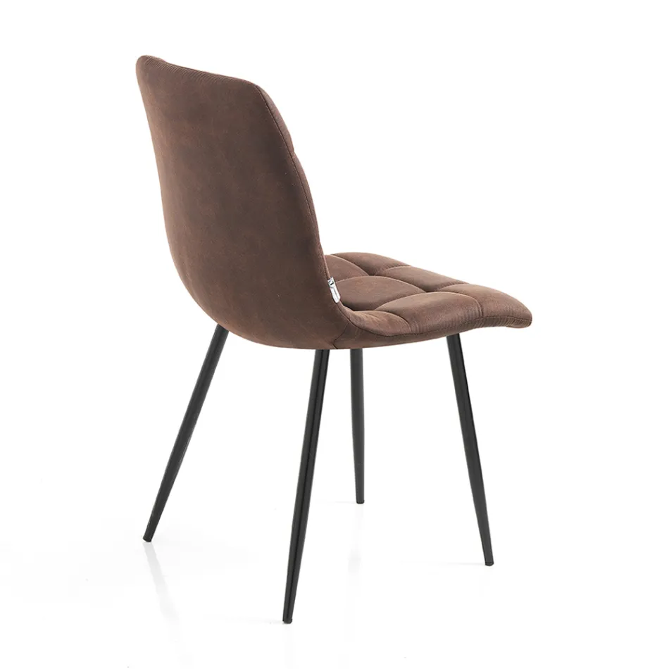 Krzesło kuchenne z tkaniny z czarnymi metalowymi nogami 4 sztuki - jasnoniebieski Viadurini