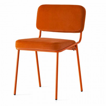 Krzesło kuchenne z tkaniny i metalu Made in Italy, 2 sztuki - Connubia Sixty Viadurini