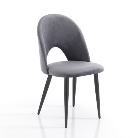Krzesło kuchenne z tkaniny z efektem aksamitu i metalu 4 sztuki - Renetta Viadurini