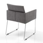 Krzesło kuchenne z szarej tkaniny z metalową podstawą 2 sztuki - migawka Viadurini