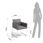 Krzesło kuchenne z szarej tkaniny z metalową podstawą 2 sztuki - migawka Viadurini