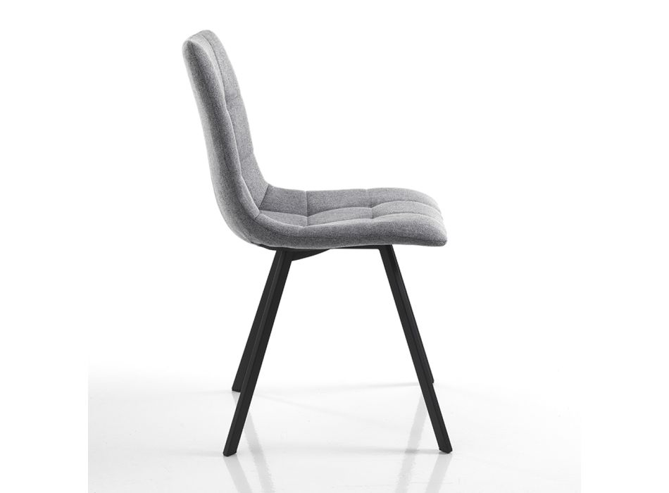 Krzesło kuchenne z szarej tkaniny i czarnej matowej stali 4 sztuki - Ventura Viadurini