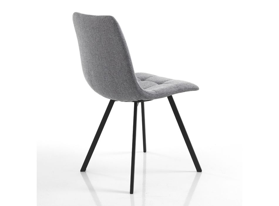 Krzesło kuchenne z szarej tkaniny i czarnej matowej stali 4 sztuki - Ventura Viadurini