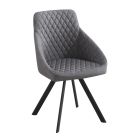 Krzesło kuchenne z szarej tkaniny i matowego czarnego metalu, 4 sztuki - Mantova Viadurini