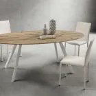 Krzesło kuchenne w całości tapicerowane ekoskórą Made in Italy, 2 sztuki - Maria Viadurini