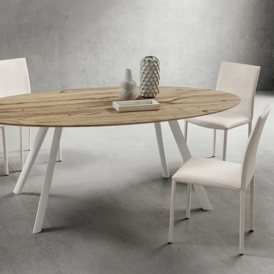 Krzesło kuchenne w całości tapicerowane ekoskórą Made in Italy, 2 sztuki - Maria Viadurini