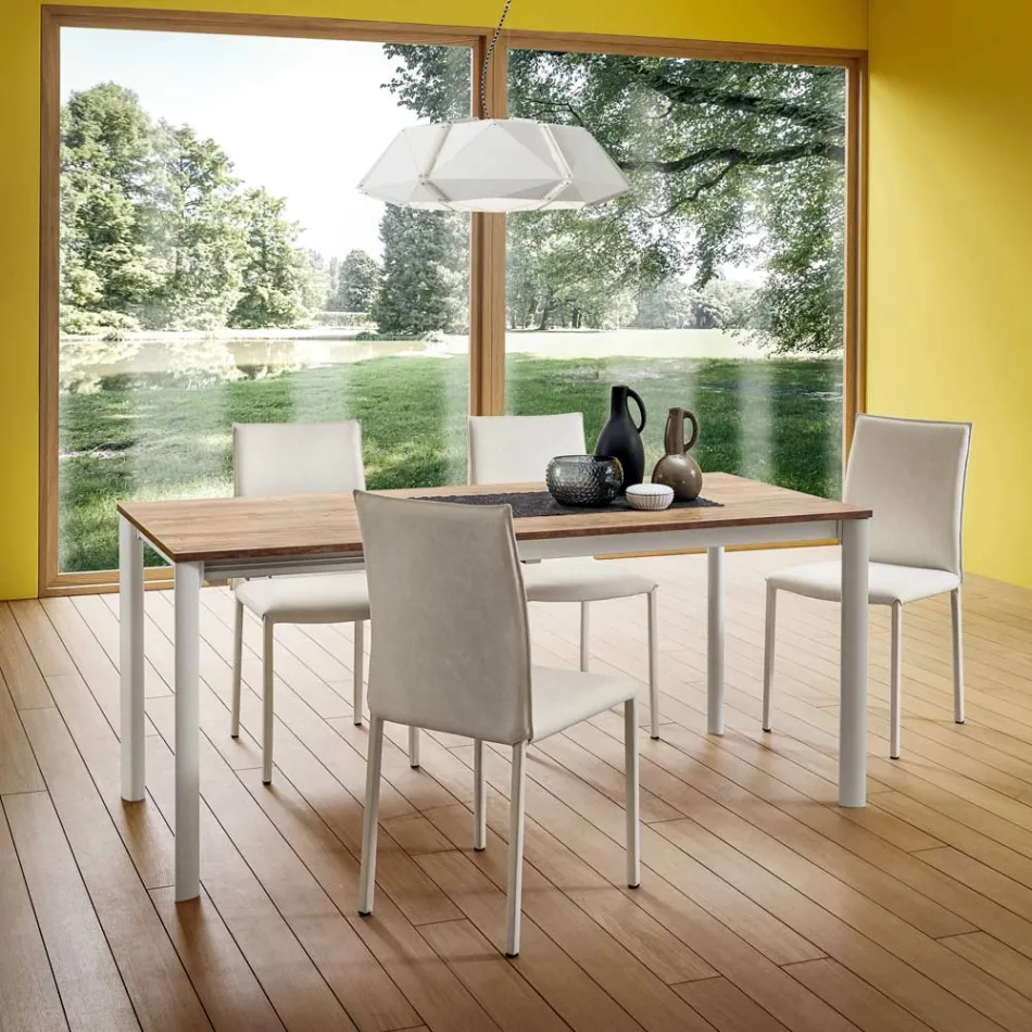 Krzesło kuchenne w całości tapicerowane ekoskórą Made in Italy, 2 sztuki - Maria Viadurini