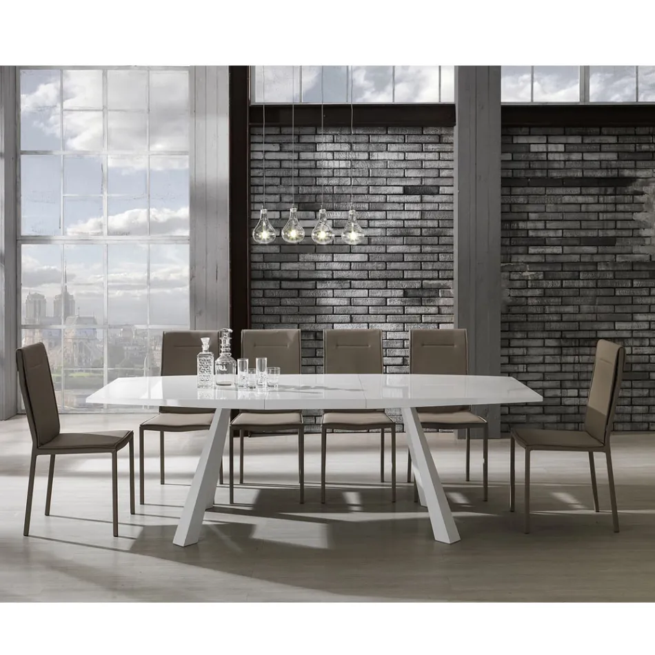 Krzesło kuchenne w pełni tapicerowane dwuczęściową skórą syntetyczną - Atenea Viadurini